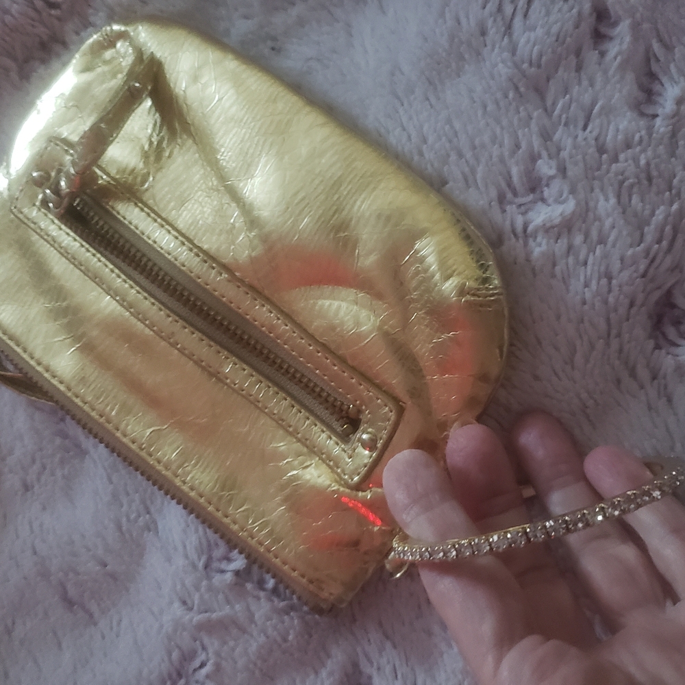 Express Design Studio Gold Clutch with Wristlet Strap. NWOT